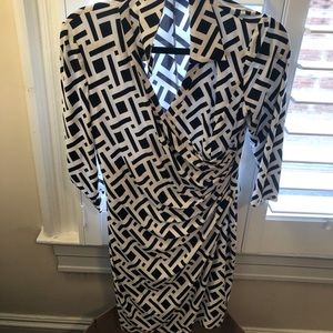 Navy and white dress, professional